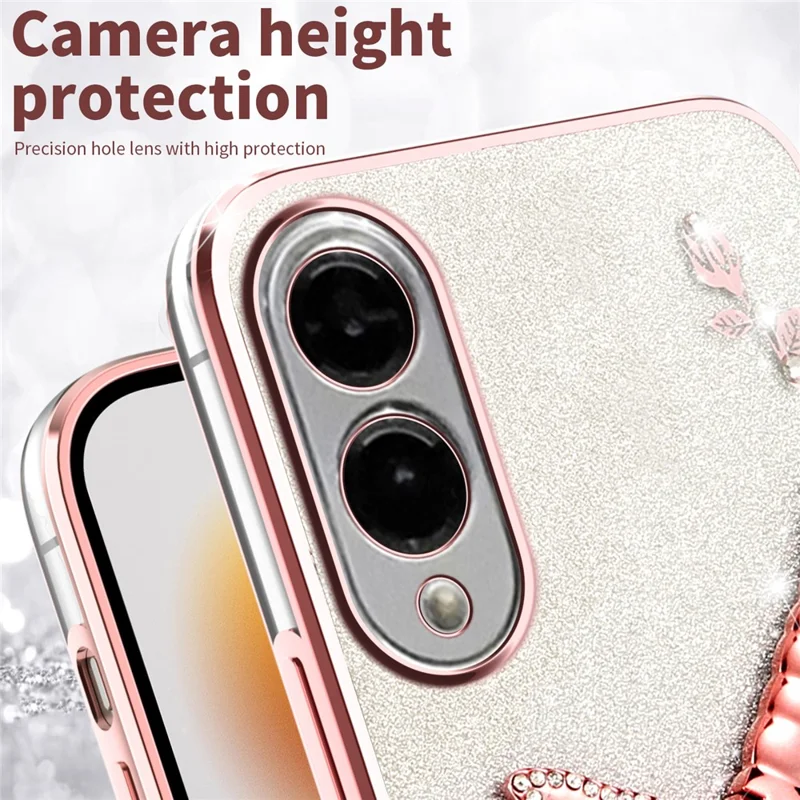 KADEM per Samsung Galaxy S25 Edge Cover con Supporto Libellula, TPU con Fiori Glitter per Telefono - Rosa