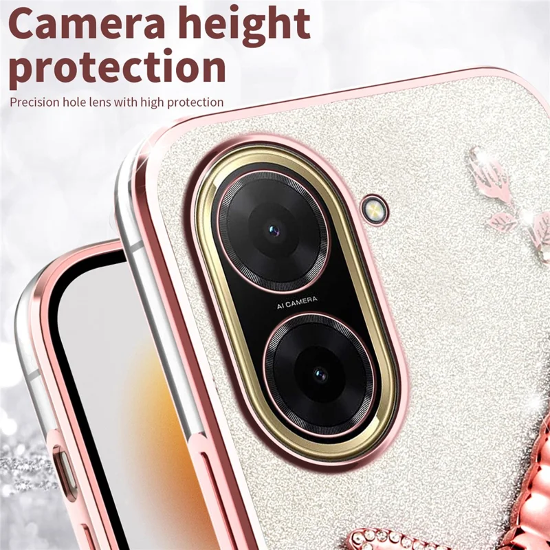 KADEM Pour Xiaomi Redmi A5 4G (171,7 mm) Étui Libellule Support Béquille TPU Fleurs Paillettes Coque de Téléphone - Rose