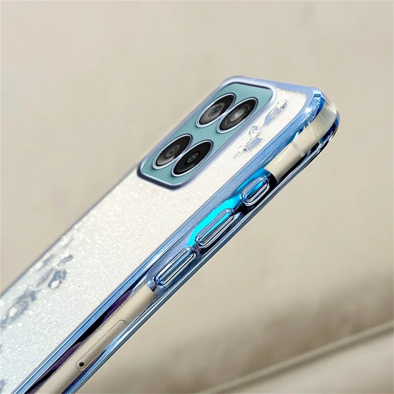 KADEM For Motorola Edge 60 Fusion 5G  /  Edge 60 5G  /  Edge 60s 5G Case Flower Pattern TPU Gradient Phone Cover with Lanyards - Rose Gold