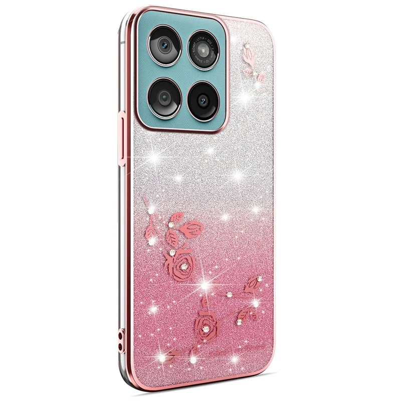 KADEM TPU Case for Motorola Edge 60 5G / 60s 5G / 60 Fusion 5G Flower Design Gradient Phone Cover - Rose Gold