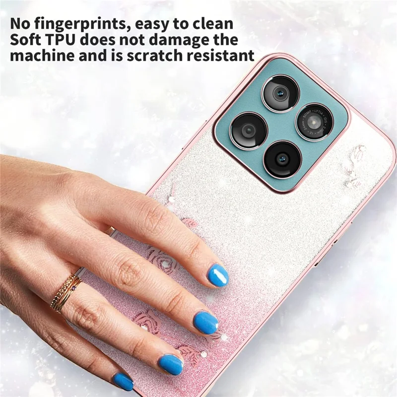 KADEM TPU Case for Motorola Edge 60 5G / 60s 5G / 60 Fusion 5G Flower Design Gradient Phone Cover - Rose Gold