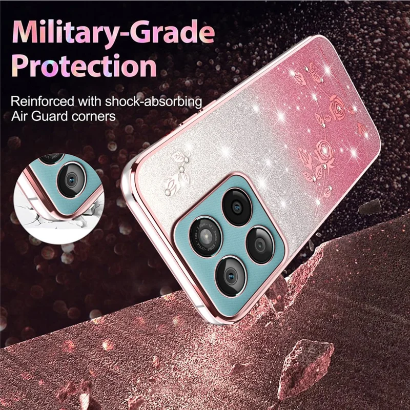 KADEM TPU Case for Motorola Edge 60 5G / 60s 5G / 60 Fusion 5G Flower Design Gradient Phone Cover - Rose Gold