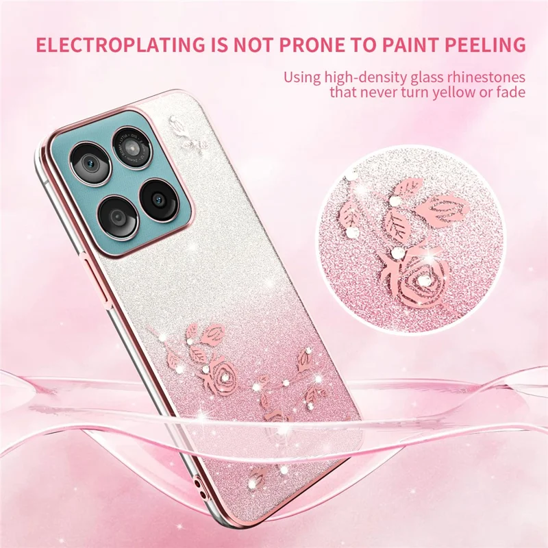 KADEM TPU Case for Motorola Edge 60 5G / 60s 5G / 60 Fusion 5G Flower Design Gradient Phone Cover - Rose Gold