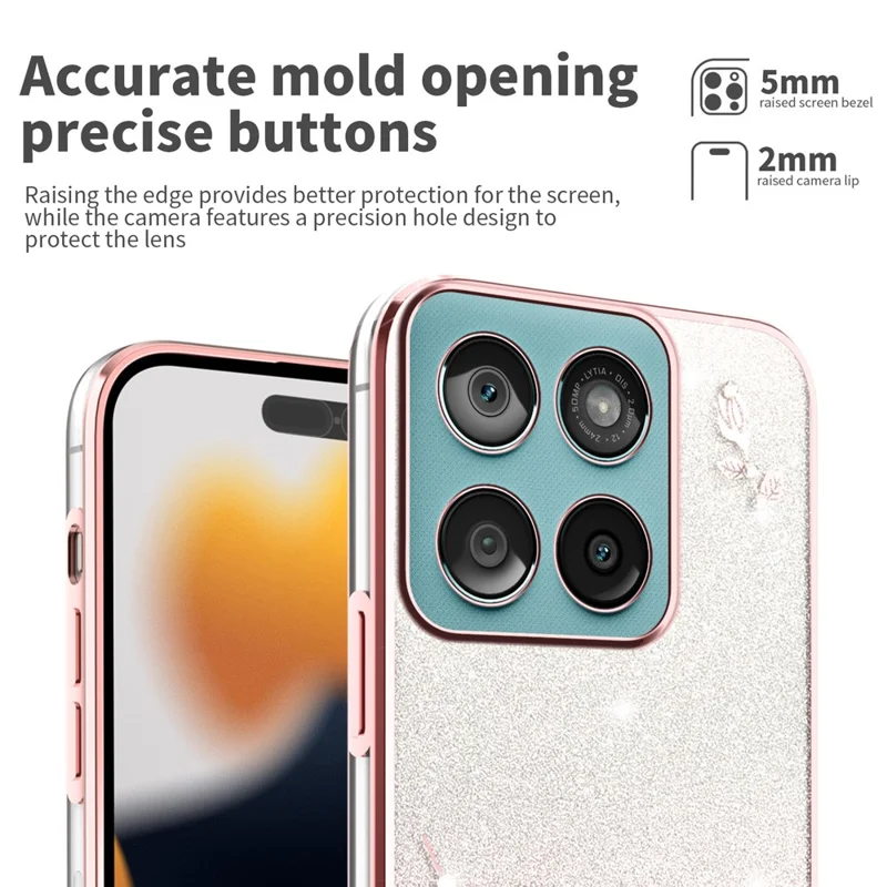 KADEM TPU Case for Motorola Edge 60 5G / 60s 5G / 60 Fusion 5G Flower Design Gradient Phone Cover - Rose Gold