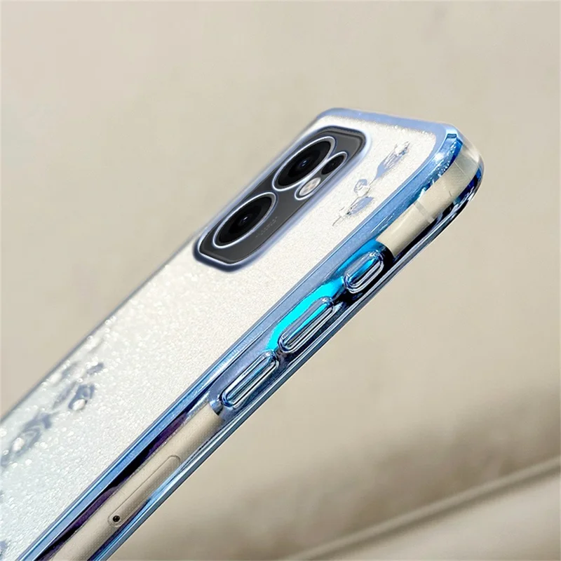 KADEM For Oppo Reno13 F 5G Case Flower Pattern TPU Gradient Phone Cover with Lanyards - Rose Gold