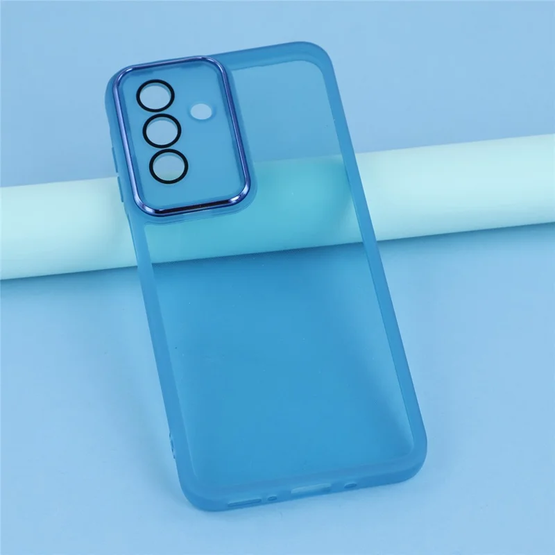 For Samsung Galaxy A17 5G / A17 4G / A26 5G Case Electroplated Camera Frame TPU Phone Cover - Transparent Blue