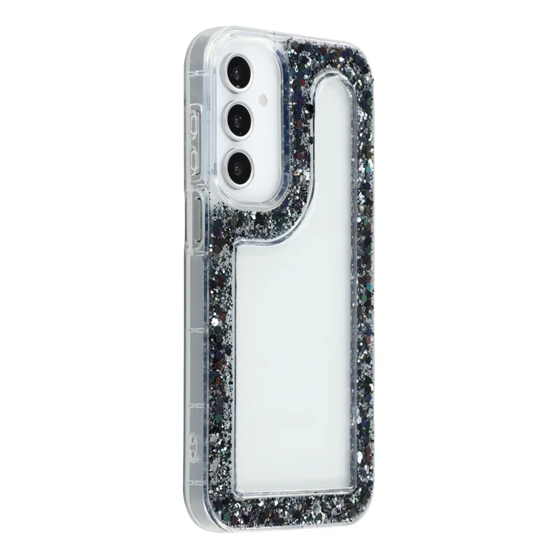 For Samsung Galaxy A16 4G / 5G Case Glitter Epoxy Soft TPU Clear Back Cover - Black
