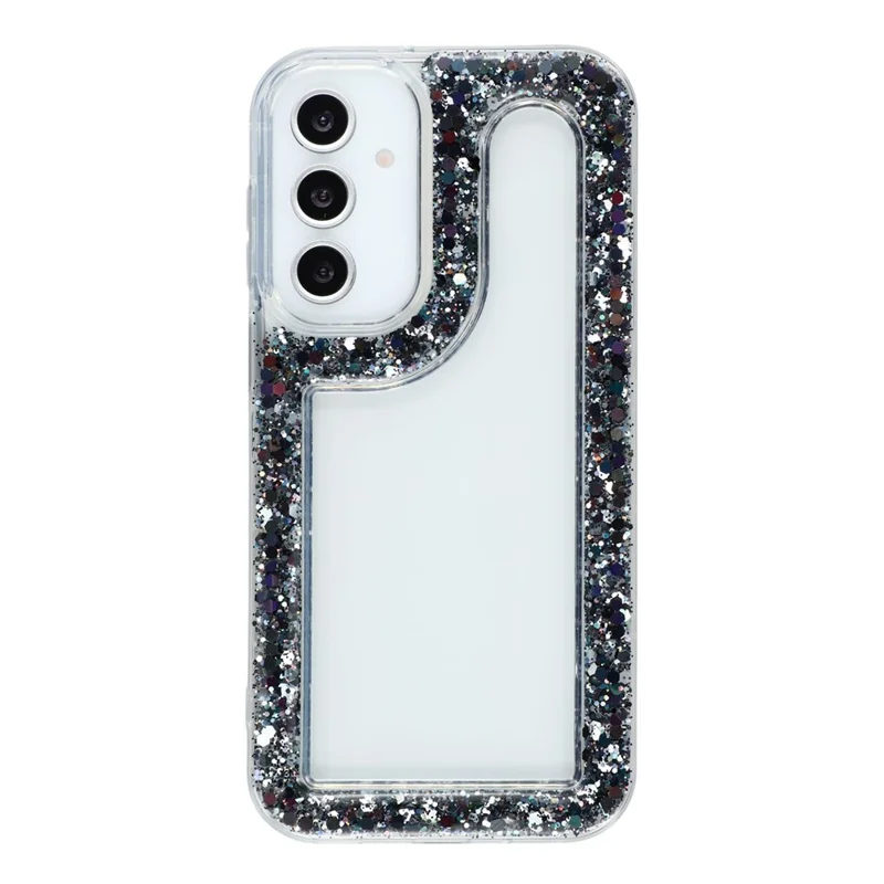 For Samsung Galaxy A16 4G / 5G Case Glitter Epoxy Soft TPU Clear Back Cover - Black