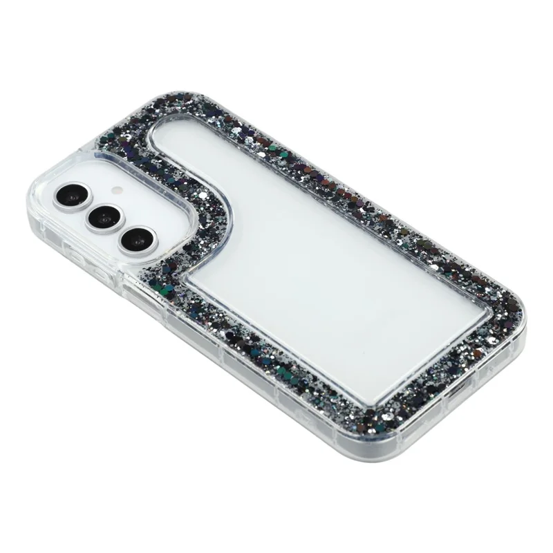 For Samsung Galaxy A16 4G / 5G Case Glitter Epoxy Soft TPU Clear Back Cover - Black