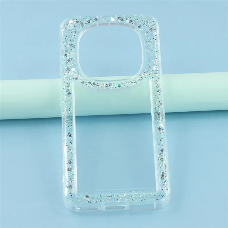 Capa para Xiaomi Redmi Note 14 Pro 4G com Glitter Epóxi, TPU Macio, Capa Traseira Transparente - Verde
