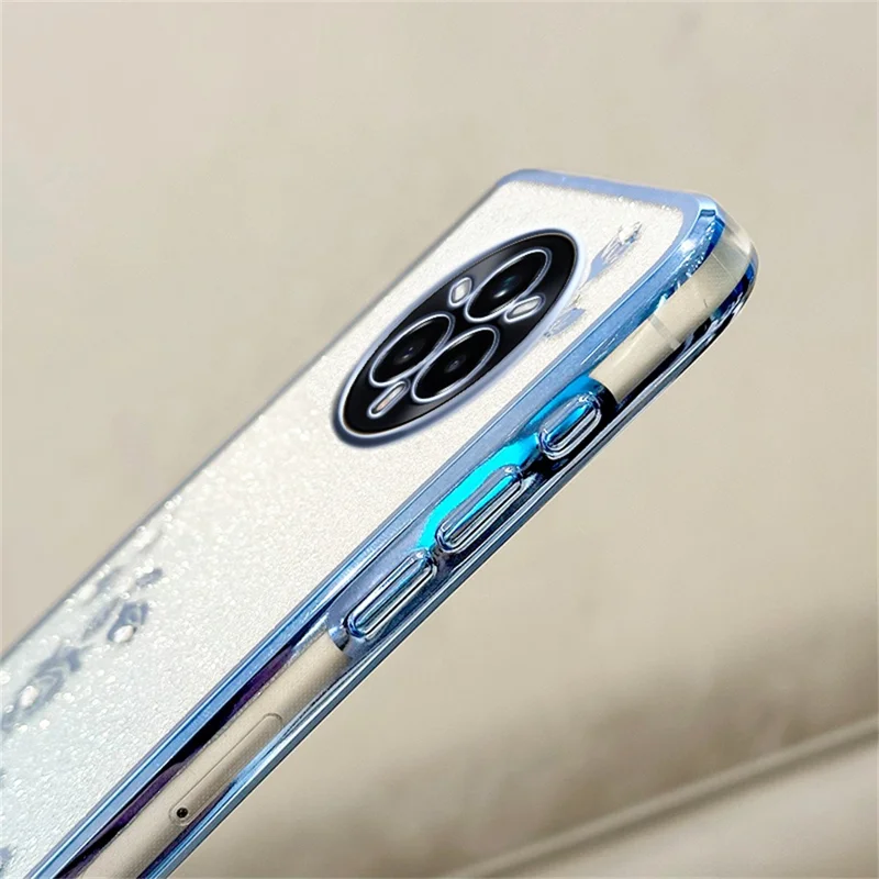KADEM For Realme 14 Pro 5G Case Flower Pattern TPU Gradient Phone Cover with Lanyards - Rose Gold