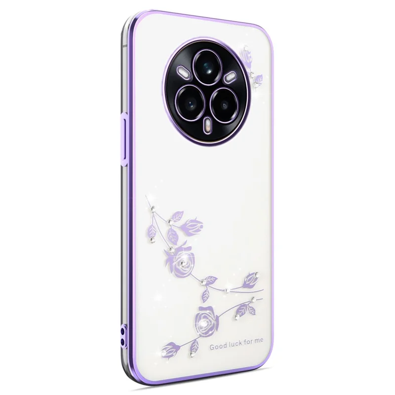 KADEM Pour Realme 14 Pro 5G Étui Fleur Strass Décoration Électrodéposition Housse de Téléphone TPU - Violet
