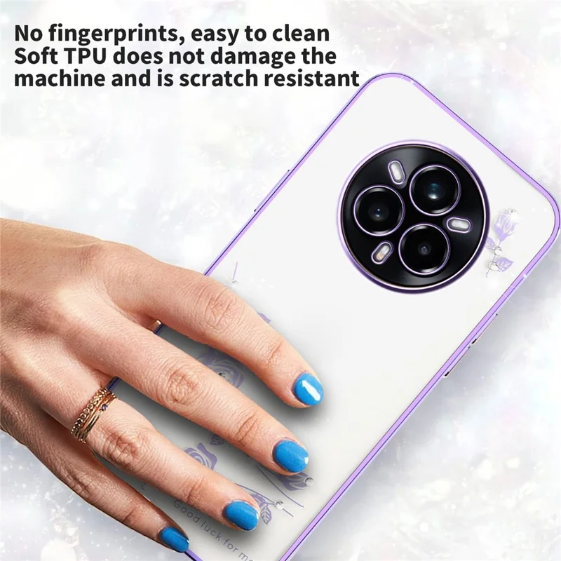 KADEM Pour Realme 14 Pro 5G Étui Fleur Strass Décoration Électrodéposition Housse de Téléphone TPU - Violet