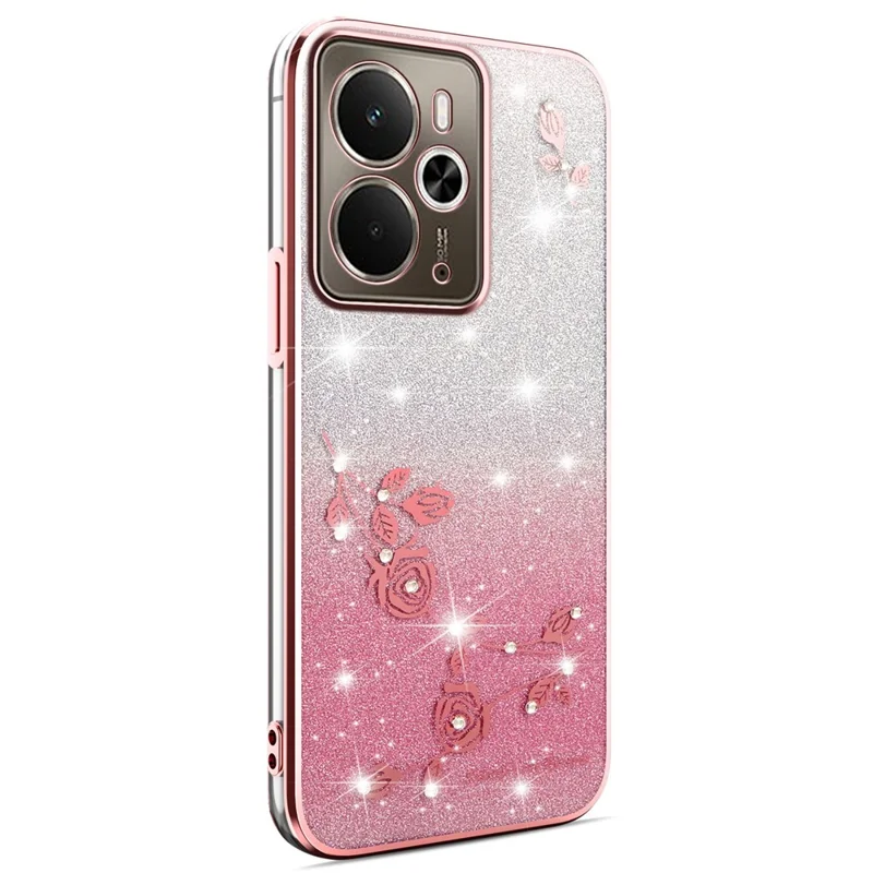 Чехол KADEM для Realme 14 5G / 14T 5G с цветочным узором, гибкий TPU-чехол с градиентом - Розовое золото