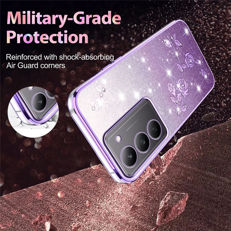 KADEM For Realme 14x 5G Case Flower TPU Flexible Gradient Phone Cover - Purple
