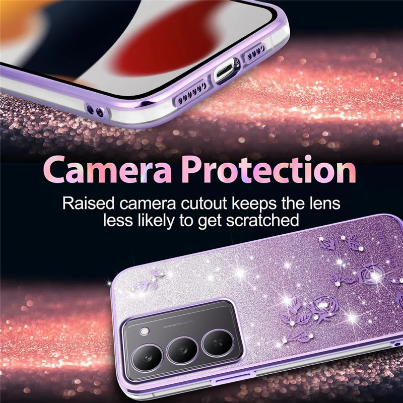 KADEM For Realme 14x 5G Case Flower TPU Flexible Gradient Phone Cover - Purple
