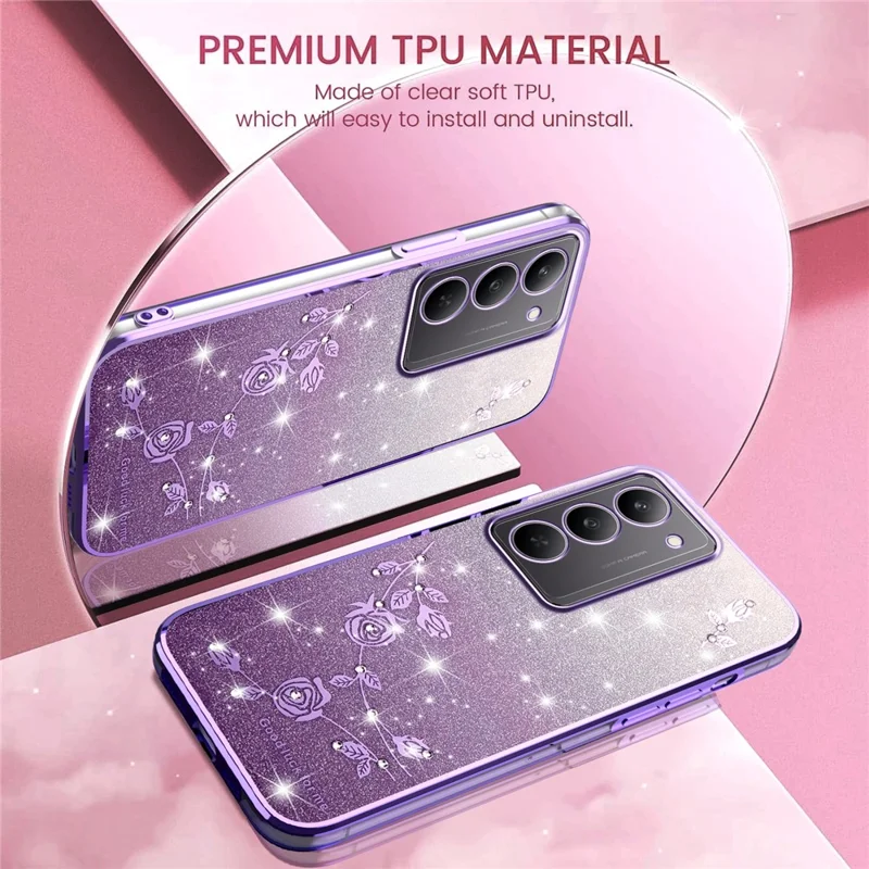 KADEM For Realme 14x 5G Case Flower TPU Flexible Gradient Phone Cover - Purple