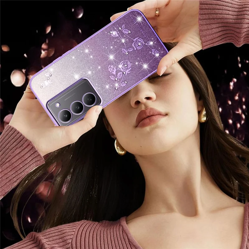 KADEM For Realme 14x 5G Case Flower TPU Flexible Gradient Phone Cover - Purple