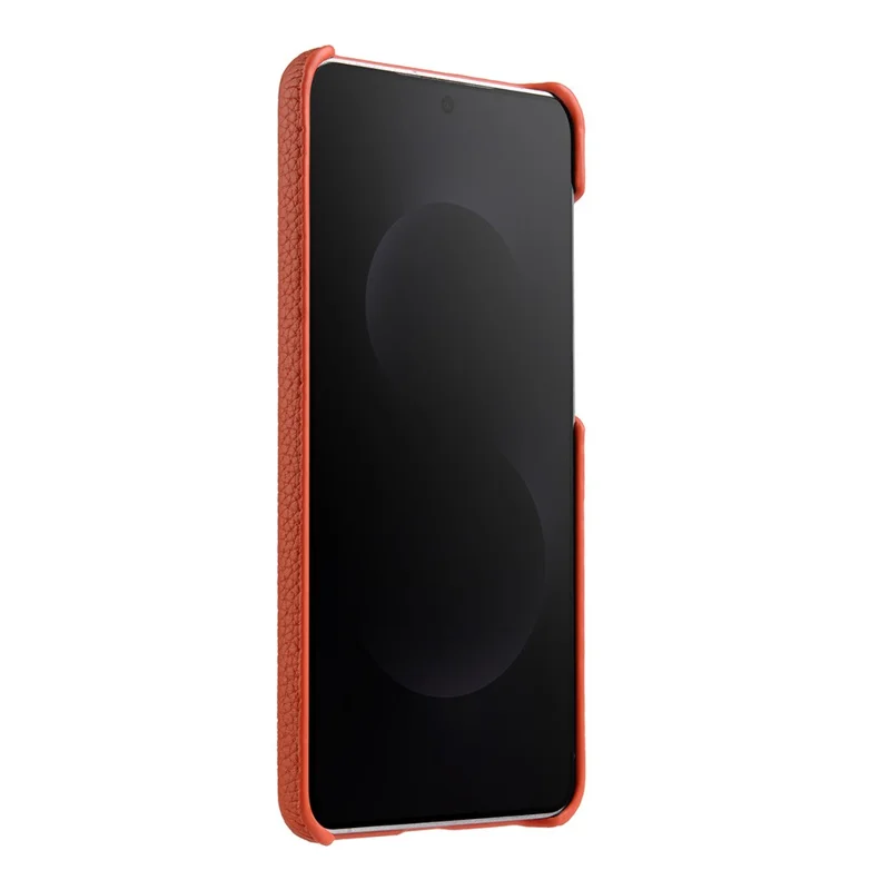 MELKCO For Samsung Galaxy S25 Edge Case Incomplete Edge Genuine Cow Leather Coated PC Cover - Orange