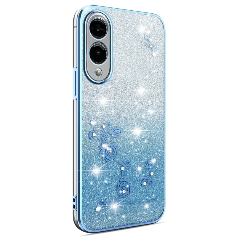 KADEM For Samsung Galaxy S25 Edge Case Flower TPU Flexible Gradient Phone Cover - Blue