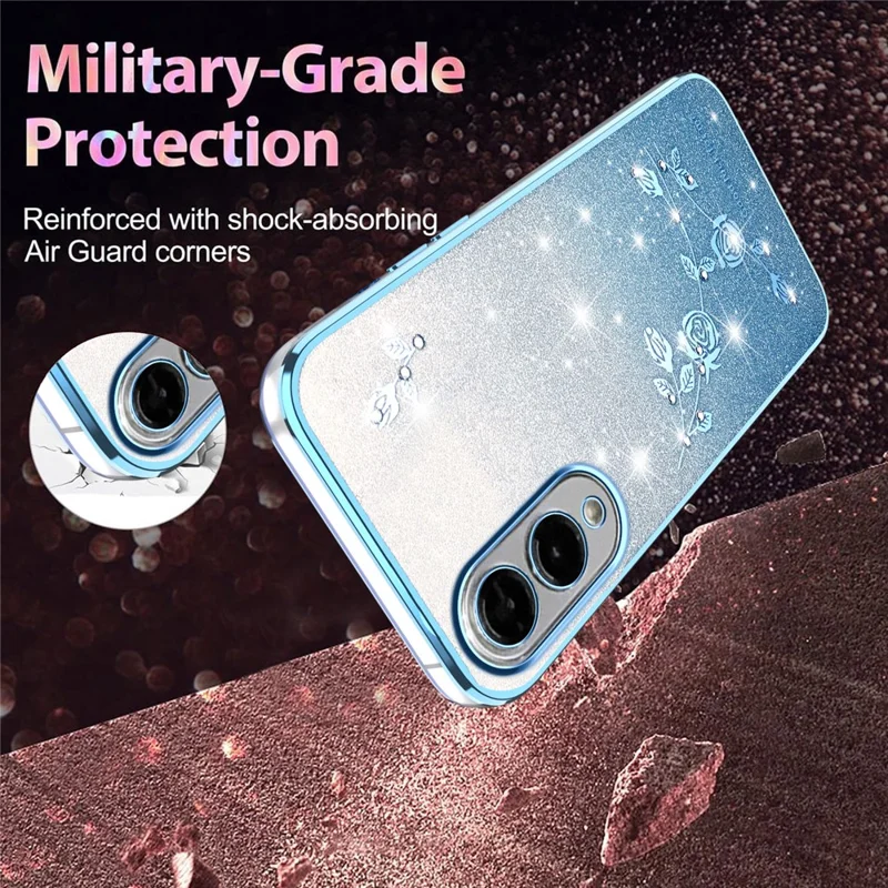 KADEM For Samsung Galaxy S25 Edge Case Flower TPU Flexible Gradient Phone Cover - Blue