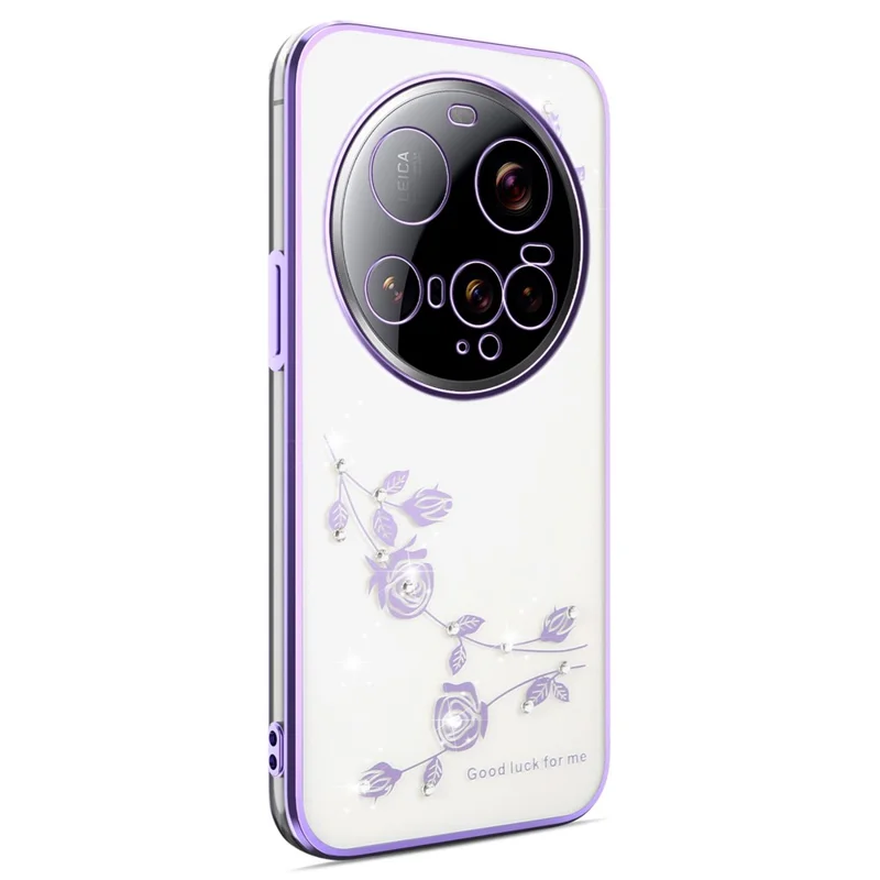 KADEM For Xiaomi 15 Ultra Case Flower Rhinestone Decor Electroplating TPU Phone Cover - Purple