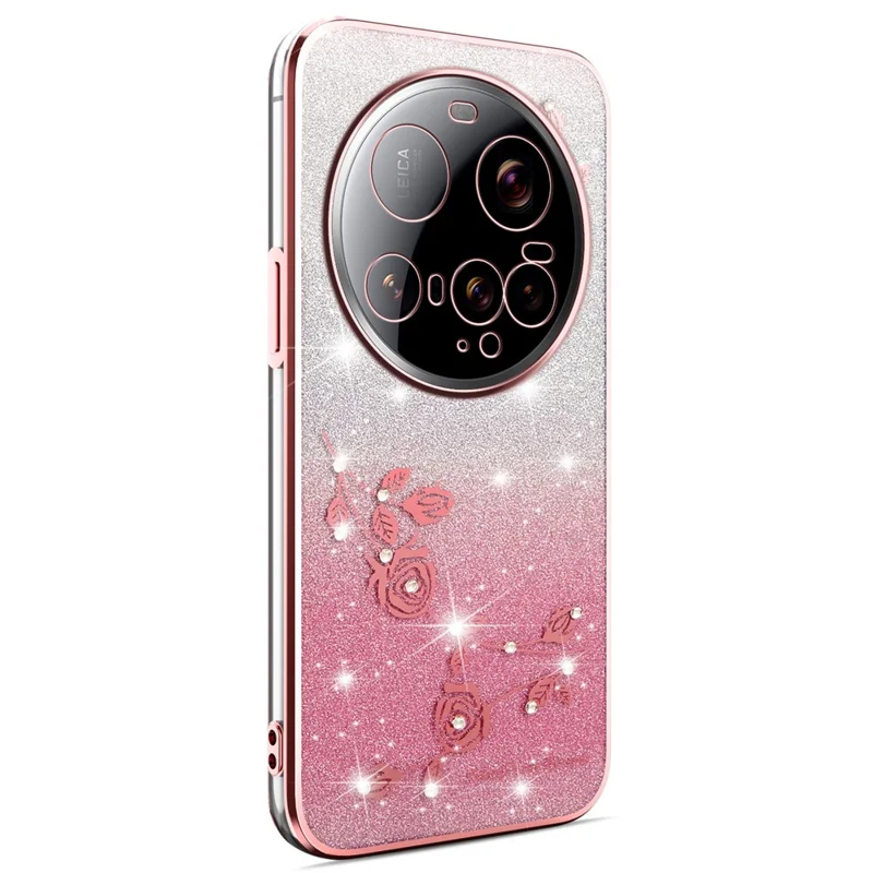 KADEM For Xiaomi 15 Ultra Case Flower TPU Flexible Gradient Phone Cover - Rose Gold