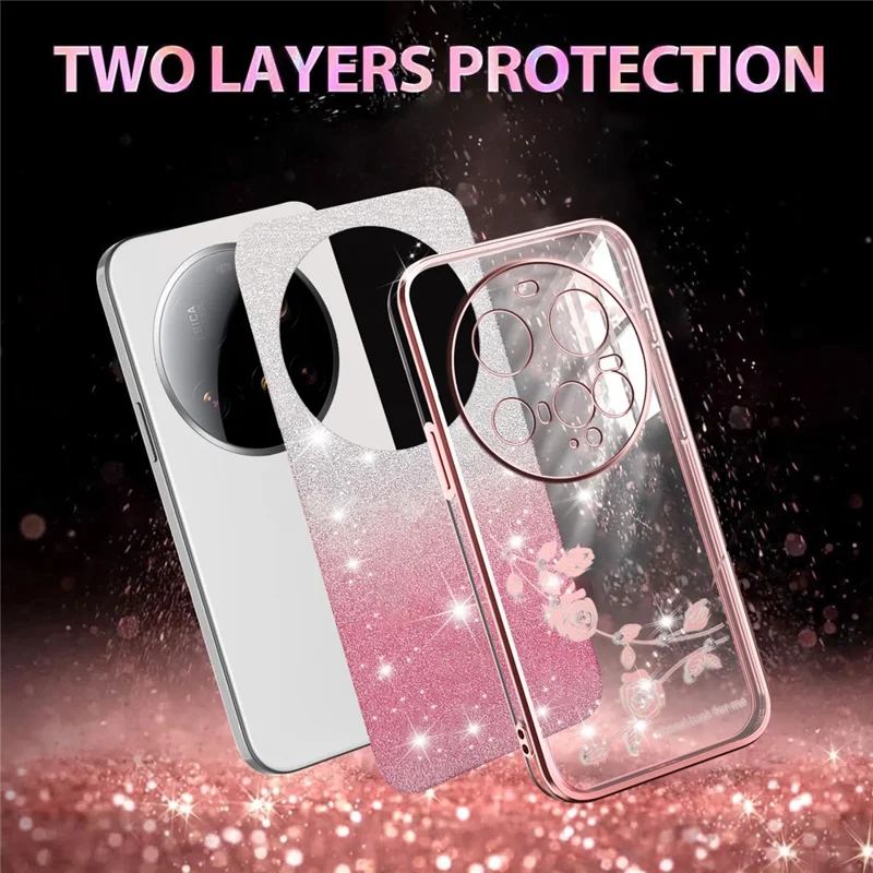KADEM For Xiaomi 15 Ultra Case Flower TPU Flexible Gradient Phone Cover - Rose Gold