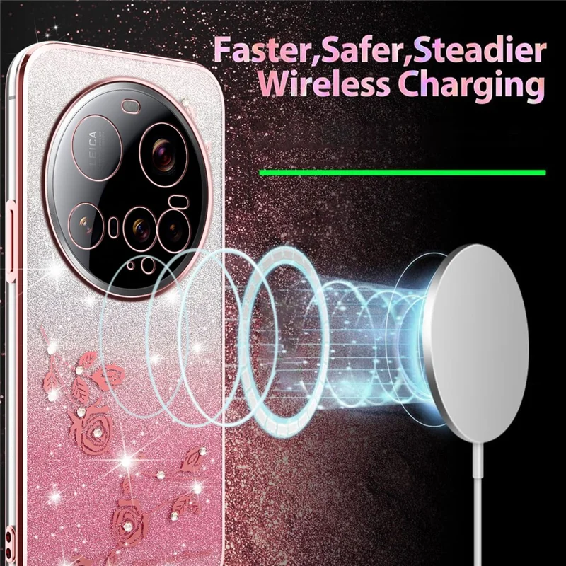 KADEM For Xiaomi 15 Ultra Case Flower TPU Flexible Gradient Phone Cover - Rose Gold