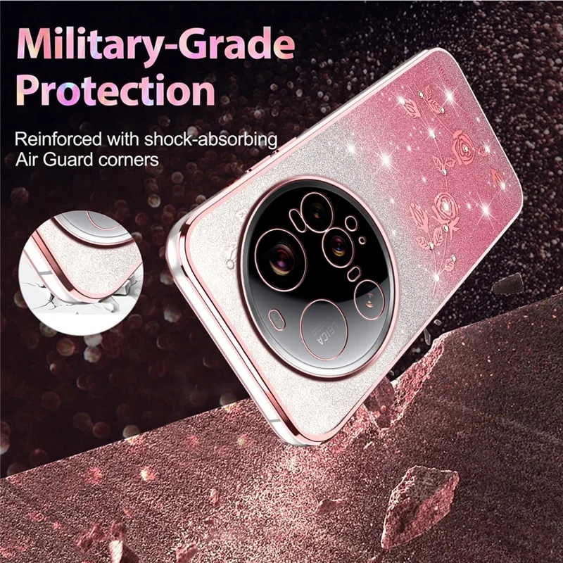 KADEM For Xiaomi 15 Ultra Case Flower TPU Flexible Gradient Phone Cover - Rose Gold