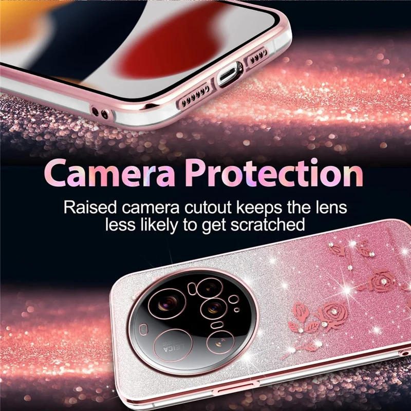 KADEM For Xiaomi 15 Ultra Case Flower TPU Flexible Gradient Phone Cover - Rose Gold