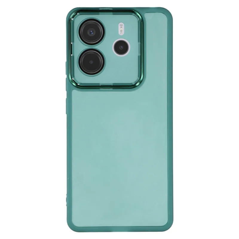 Bulk Purchasing For Xiaomi Redmi Note 14 4G (163.25mm) Case Electroplated Camera Frame TPU Phone Cover - Transparent Green