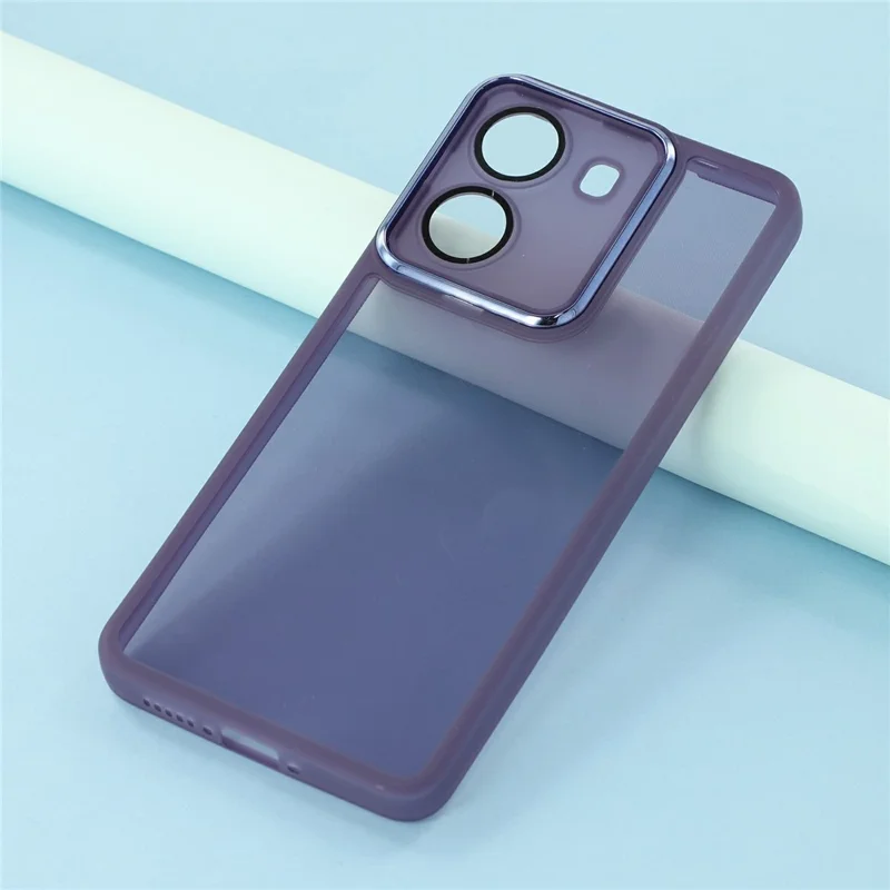 Bulk Purchasing For Xiaomi Poco X7 Pro 5G / Redmi Turbo 4 5G Case Electroplated Camera Frame TPU Phone Cover - Transparent Purple