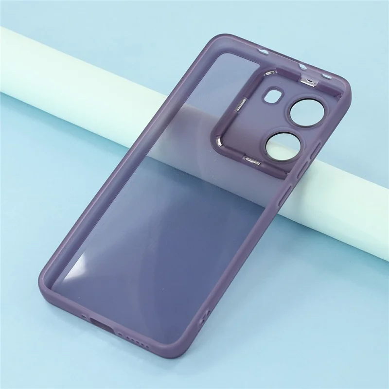 Bulk Purchasing For Xiaomi Poco X7 Pro 5G / Redmi Turbo 4 5G Case Electroplated Camera Frame TPU Phone Cover - Transparent Purple