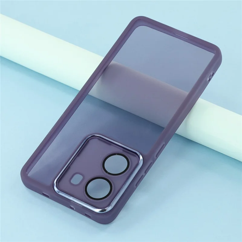 Bulk Purchasing For Xiaomi Poco X7 Pro 5G / Redmi Turbo 4 5G Case Electroplated Camera Frame TPU Phone Cover - Transparent Purple