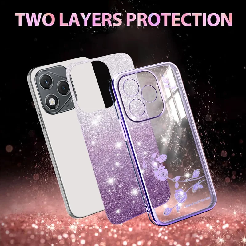 KADEM für Honor 400 Lite 5G Hülle Blumen TPU Flexible Gradient Handyhülle - Lila