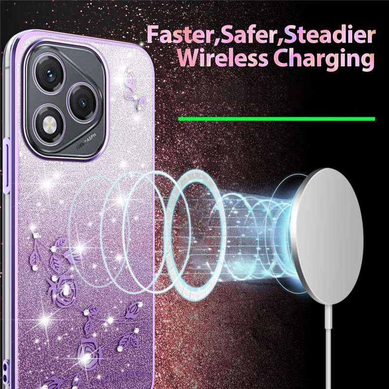 KADEM für Honor 400 Lite 5G Hülle Blumen TPU Flexible Gradient Handyhülle - Lila