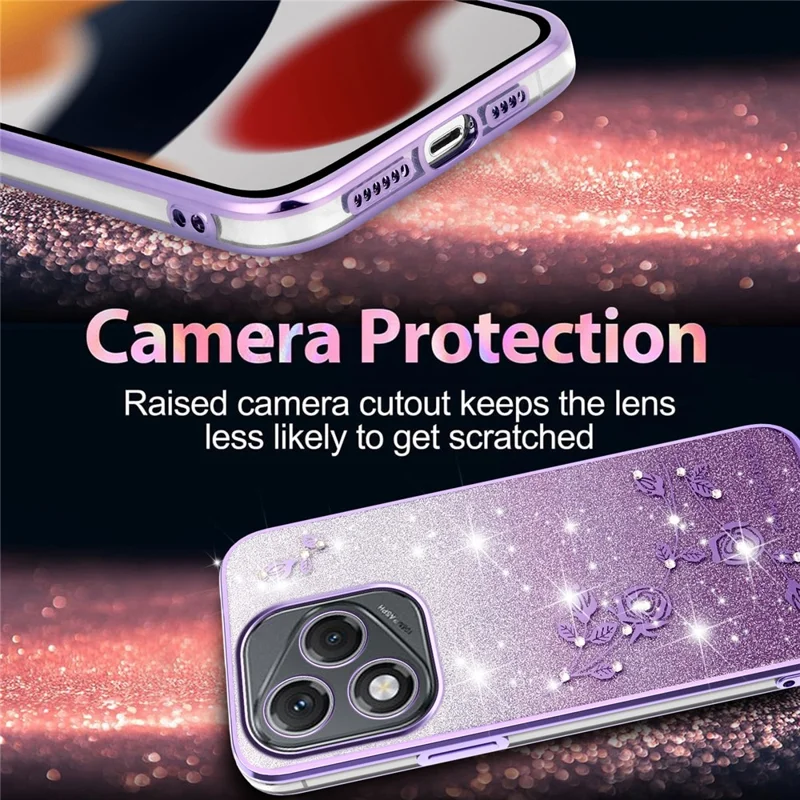 KADEM für Honor 400 Lite 5G Hülle Blumen TPU Flexible Gradient Handyhülle - Lila