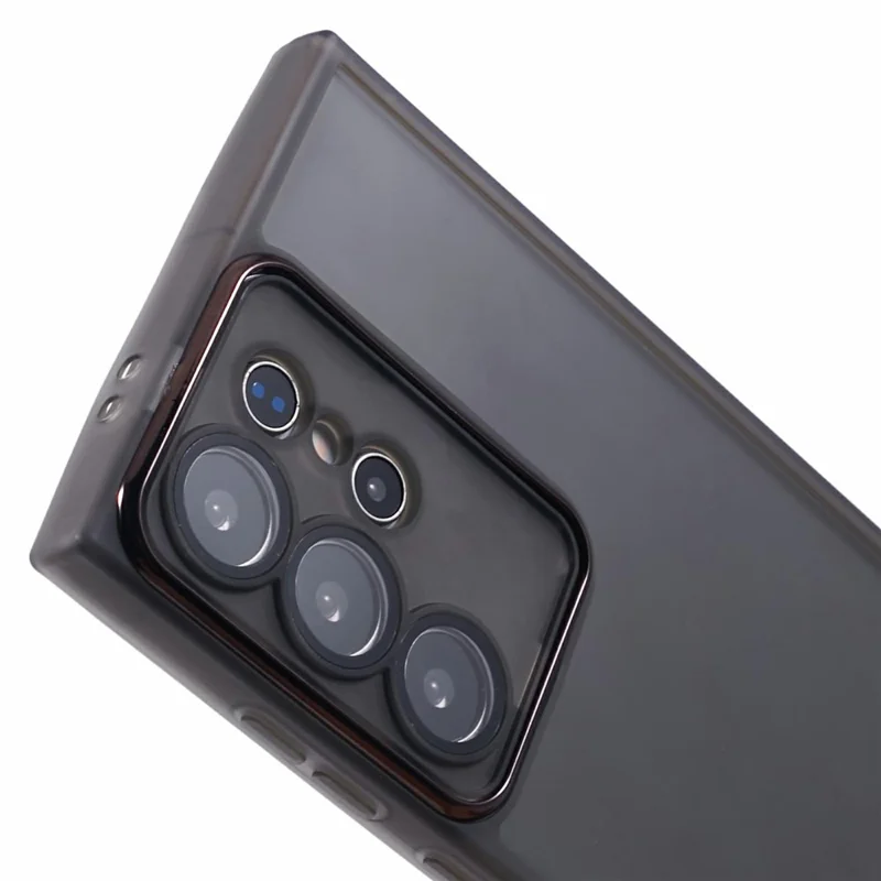 Bulk Purchasing For Samsung Galaxy S24 Ultra Case Electroplated Camera Frame TPU Phone Cover - Transparent Black