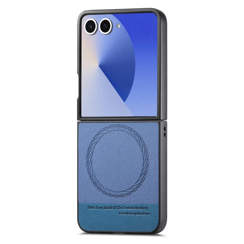 Capa para Samsung Galaxy Z Flip7 5G Compatível com MagSafe - Textura de Jeans em Couro + PC à Prova de Choque - Azul