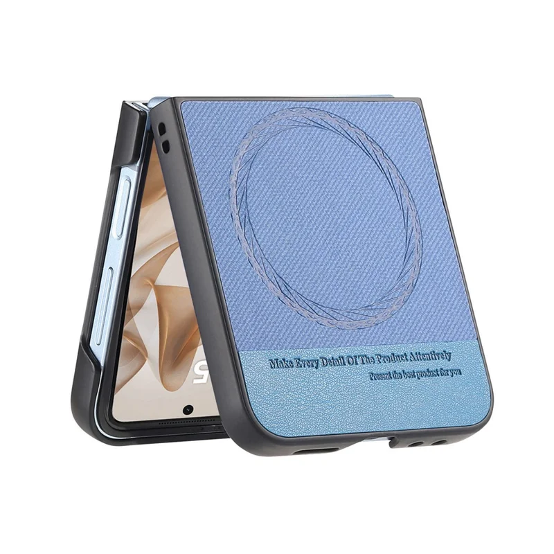 Capa para Samsung Galaxy Z Flip7 5G Compatível com MagSafe - Textura de Jeans em Couro + PC à Prova de Choque - Azul