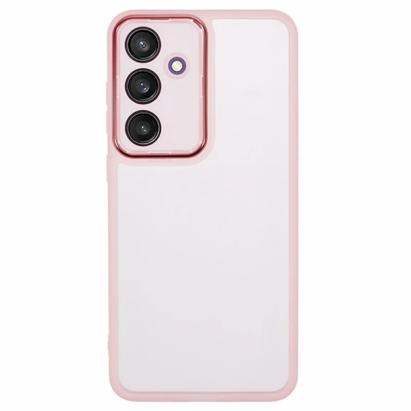 Bulk Purchasing For Samsung Galaxy S24+ Case Electroplated Camera Frame TPU Phone Cover - Transparent Pink