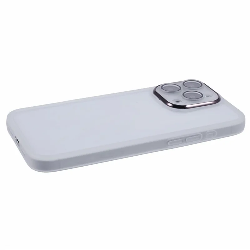 Bulk Purchasing For iPhone 16 Pro Case Electroplated Camera Frame TPU Phone Cover - Transparent White
