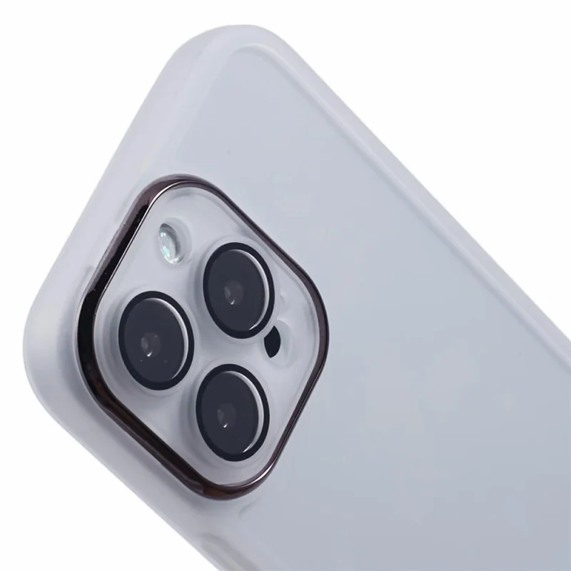 Bulk Purchasing For iPhone 16 Pro Case Electroplated Camera Frame TPU Phone Cover - Transparent White