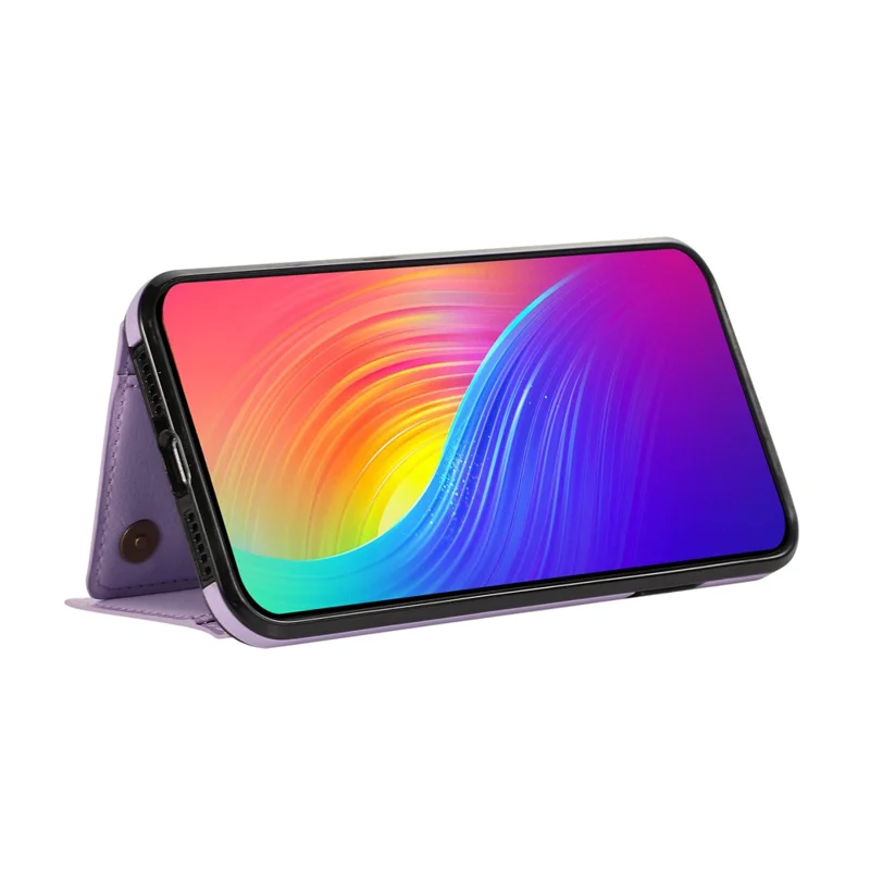 Funda de cuero para Samsung Galaxy S25 Edge con cartera, cremallera, soporte y correa para el hombro - Morado