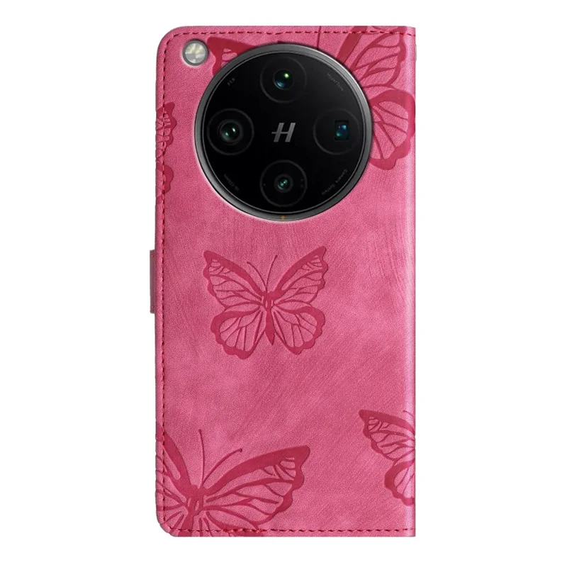 Pour Oppo Find X8 Pro 5G Étui Conception de papillon Flip Portefeuille Housse en cuir Peau-Tactile - Rose