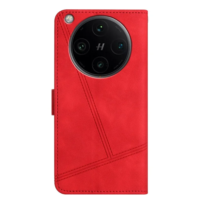 For Oppo Find X8 Pro 5G Case Flip Leather Retro Phone Cover Lines Imprinted - Red