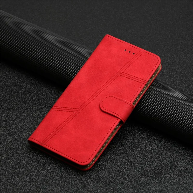 For Oppo Find X8 Pro 5G Case Flip Leather Retro Phone Cover Lines Imprinted - Red