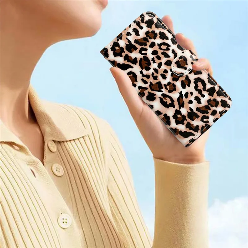 Wallet Case for Oppo Find X8 Pro 5G Printed Pattern PU Leather Stand Phone Cover with Strap - Leopard Print