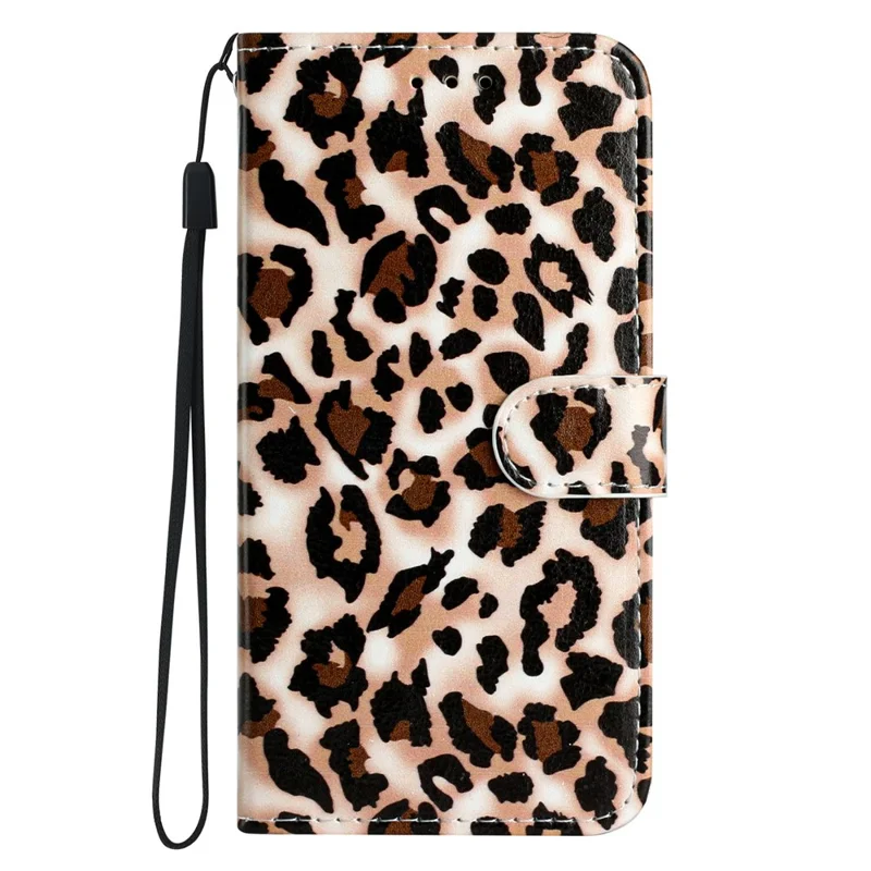 Wallet Case for Oppo Find X8 Pro 5G Printed Pattern PU Leather Stand Phone Cover with Strap - Leopard Print